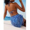 imageSHENHE Womens 3 Piece Textured High Cut Halter Triangle Bikini Swimsuit with Cover UpBlue a