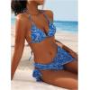 imageSHENHE Womens 3 Piece Textured High Cut Halter Triangle Bikini Swimsuit with Cover UpBlue a