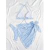imageSHENHE Womens 3 Piece Textured High Cut Halter Triangle Bikini Swimsuit with Cover UpBlue and White