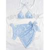 imageSHENHE Womens 3 Piece Textured High Cut Halter Triangle Bikini Swimsuit with Cover UpBlue and White