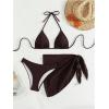 imageSHENHE Womens 3 Piece Textured High Cut Halter Triangle Bikini Swimsuit with Cover UpBrown