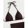 imageSHENHE Womens 3 Piece Textured High Cut Halter Triangle Bikini Swimsuit with Cover UpBrown