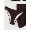 imageSHENHE Womens 3 Piece Textured High Cut Halter Triangle Bikini Swimsuit with Cover UpBrown