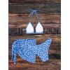 imageSHENHE Womens 3 Piece Textured High Cut Halter Triangle Bikini Swimsuit with Cover UpFloral Blue White