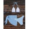 imageSHENHE Womens 3 Piece Textured High Cut Halter Triangle Bikini Swimsuit with Cover UpFloral Light Blue