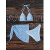 imageSHENHE Womens 3 Piece Textured High Cut Halter Triangle Bikini Swimsuit with Cover UpFloral Light Blue