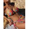 imageSHENHE Womens 3 Piece Textured High Cut Halter Triangle Bikini Swimsuit with Cover UpFloral Pink Multi