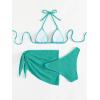 imageSHENHE Womens 3 Piece Textured High Cut Halter Triangle Bikini Swimsuit with Cover UpGreen