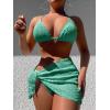 imageSHENHE Womens 3 Piece Textured High Cut Halter Triangle Bikini Swimsuit with Cover UpGreen