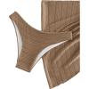 imageSHENHE Womens 3 Piece Textured High Cut Halter Triangle Bikini Swimsuit with Cover UpKhaki