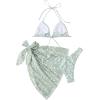 imageSHENHE Womens 3 Piece Textured High Cut Halter Triangle Bikini Swimsuit with Cover UpLight Green