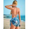 imageSHENHE Womens 3 Piece Textured High Cut Halter Triangle Bikini Swimsuit with Cover UpMarble Print Blue Multi