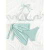 imageSHENHE Womens 3 Piece Textured High Cut Halter Triangle Bikini Swimsuit with Cover UpMint Green