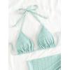 imageSHENHE Womens 3 Piece Textured High Cut Halter Triangle Bikini Swimsuit with Cover UpMint Green