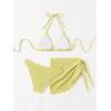 imageSHENHE Womens 3 Piece Textured High Cut Halter Triangle Bikini Swimsuit with Cover UpOlive Green