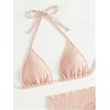 imageSHENHE Womens 3 Piece Textured High Cut Halter Triangle Bikini Swimsuit with Cover UpPink a