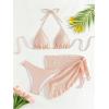 imageSHENHE Womens 3 Piece Textured High Cut Halter Triangle Bikini Swimsuit with Cover UpPink a