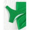 imageSHENHE Womens 3 Piece Textured High Cut Halter Triangle Bikini Swimsuit with Cover UpPlain Green