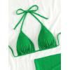 imageSHENHE Womens 3 Piece Textured High Cut Halter Triangle Bikini Swimsuit with Cover UpPlain Green