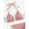 imageSHENHE Womens 3 Piece Textured High Cut Halter Triangle Bikini Swimsuit with Cover UpPlain Pink