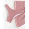 imageSHENHE Womens 3 Piece Textured High Cut Halter Triangle Bikini Swimsuit with Cover UpPlain Pink