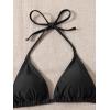 imageSHENHE Womens 3 Piece Textured High Cut Halter Triangle Bikini Swimsuit with Cover UpPlant Print Black