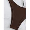 imageSHENHE Womens 3 Piece Textured High Cut Halter Triangle Bikini Swimsuit with Cover UpPlant Print Brown
