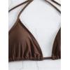 imageSHENHE Womens 3 Piece Textured High Cut Halter Triangle Bikini Swimsuit with Cover UpPlant Print Brown