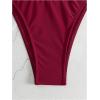 imageSHENHE Womens 3 Piece Textured High Cut Halter Triangle Bikini Swimsuit with Cover UpPlant Print Burgundy