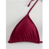 imageSHENHE Womens 3 Piece Textured High Cut Halter Triangle Bikini Swimsuit with Cover UpPlant Print Burgundy
