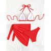 imageSHENHE Womens 3 Piece Textured High Cut Halter Triangle Bikini Swimsuit with Cover UpRed a