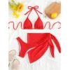 imageSHENHE Womens 3 Piece Textured High Cut Halter Triangle Bikini Swimsuit with Cover UpRed a