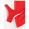 imageSHENHE Womens 3 Piece Textured High Cut Halter Triangle Bikini Swimsuit with Cover UpRed a