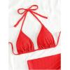 imageSHENHE Womens 3 Piece Textured High Cut Halter Triangle Bikini Swimsuit with Cover UpRed a
