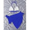 imageSHENHE Womens 3 Piece Textured High Cut Halter Triangle Bikini Swimsuit with Cover UpRoyal Blue