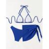 imageSHENHE Womens 3 Piece Textured High Cut Halter Triangle Bikini Swimsuit with Cover UpRoyal Blue a