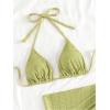 imageSHENHE Womens 3 Piece Textured High Cut Halter Triangle Bikini Swimsuit with Cover UpSage Green