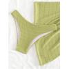 imageSHENHE Womens 3 Piece Textured High Cut Halter Triangle Bikini Swimsuit with Cover UpSage Green