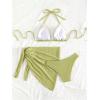 imageSHENHE Womens 3 Piece Textured High Cut Halter Triangle Bikini Swimsuit with Cover UpSage Green