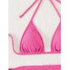 imageSHENHE Womens 3 Piece Textured High Cut Halter Triangle Bikini Swimsuit with Cover UpSolid Hot Pink