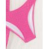 imageSHENHE Womens 3 Piece Textured High Cut Halter Triangle Bikini Swimsuit with Cover UpSolid Hot Pink