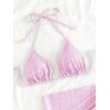 imageSHENHE Womens 3 Piece Textured High Cut Halter Triangle Bikini Swimsuit with Cover UpSolid Pink