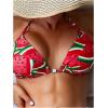 imageSHENHE Womens 3 Piece Textured High Cut Halter Triangle Bikini Swimsuit with Cover UpWatermelon Red