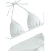 imageSHENHE Womens 3 Piece Textured High Cut Halter Triangle Bikini Swimsuit with Cover UpWhite