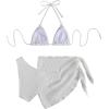 imageSHENHE Womens 3 Piece Textured High Cut Halter Triangle Bikini Swimsuit with Cover UpWhite