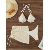 imageSHENHE Womens 3 Piece Underwired Swimsuit Halter String High Cut Bikini Set with Cover Up Skirt