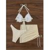 imageSHENHE Womens 3 Piece Underwired Swimsuit Halter String High Cut Bikini Set with Cover Up Skirt
