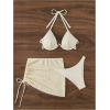 imageSHENHE Womens 3 Piece Underwired Swimsuit Halter String High Cut Bikini Set with Cover Up Skirt