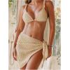 imageSHENHE Womens 3 Pieces Swimsuits with Lace Sarong Coverup Skirt Triangle Frilly Bikini SetApricot