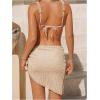 imageSHENHE Womens 3 Pieces Swimsuits with Lace Sarong Coverup Skirt Triangle Frilly Bikini SetApricot